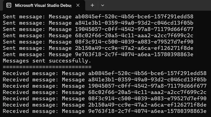 AMQP raw send output