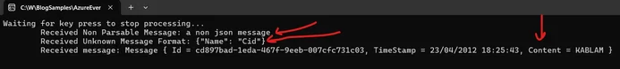 Azure Event Hubs Message Received