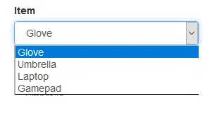 Example drop down menu
