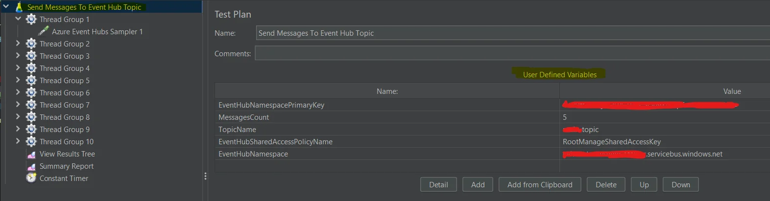 JMeter Test Plan Variables